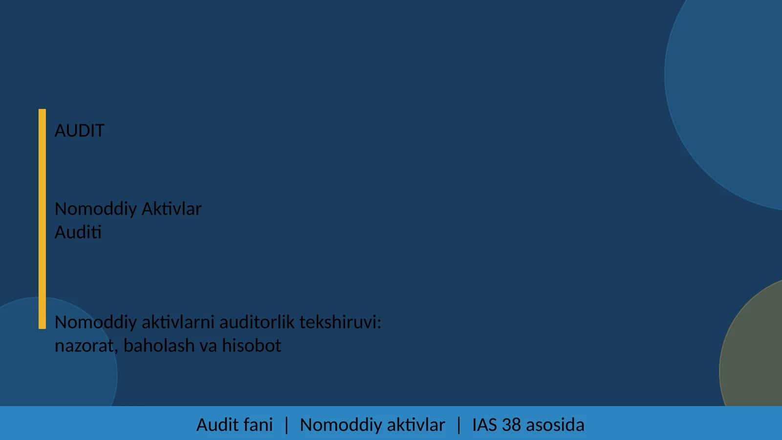 AUDIT Nomoddiy Aktivlar Auditi