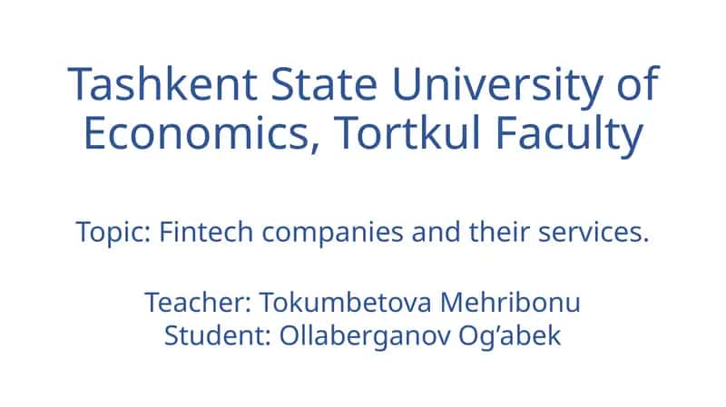Fintech companies and their services