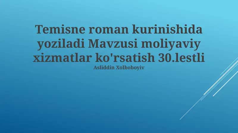 Moliyaviy Xizmatlar