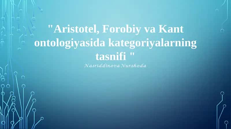 Kantning kategoriyalar tasnifi