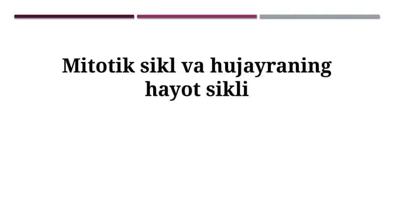 Mitotik sikl va hujayraning hayot sikli