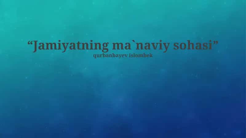 Ma'naviyatning Ma'naviy Sohasi