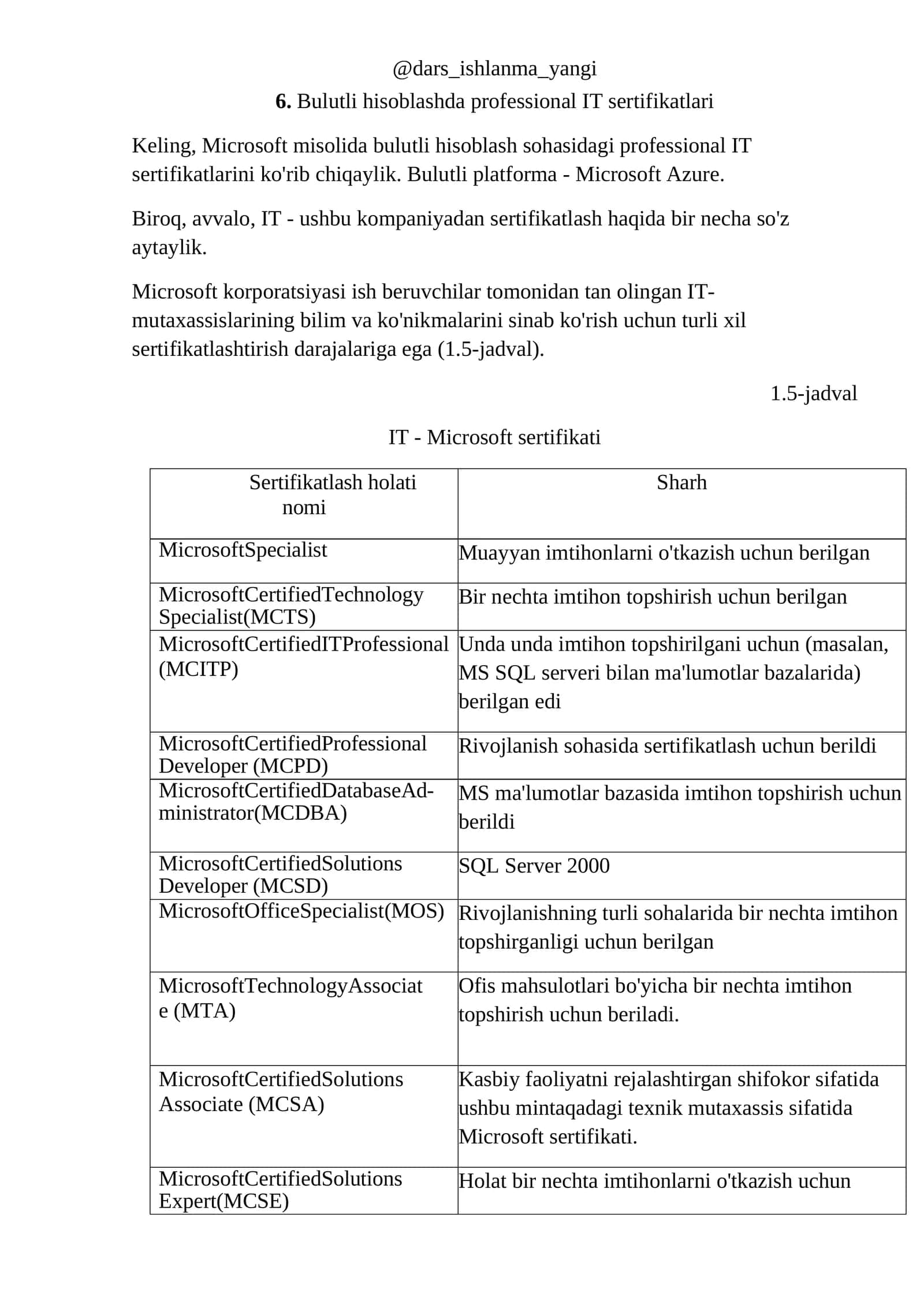 Bulutli hisoblashda professional IT sertifikatlari