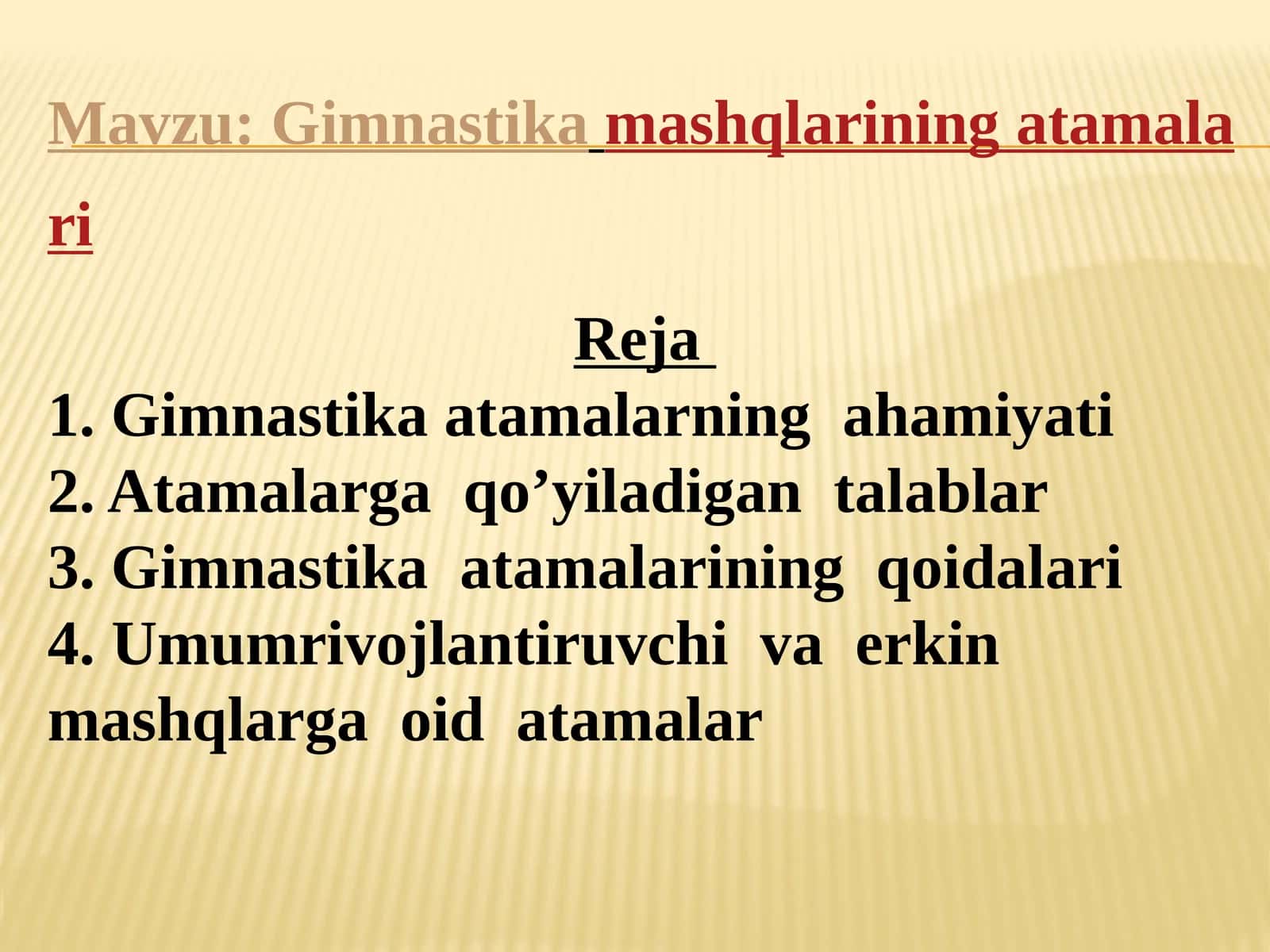Gimnastika mashqlarining atamalari