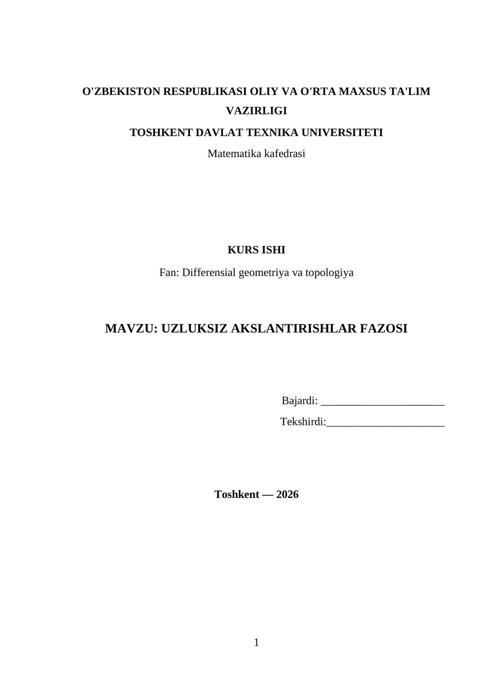 UZLUKSIZ AKSLANTIRISHLAR FAZOSI