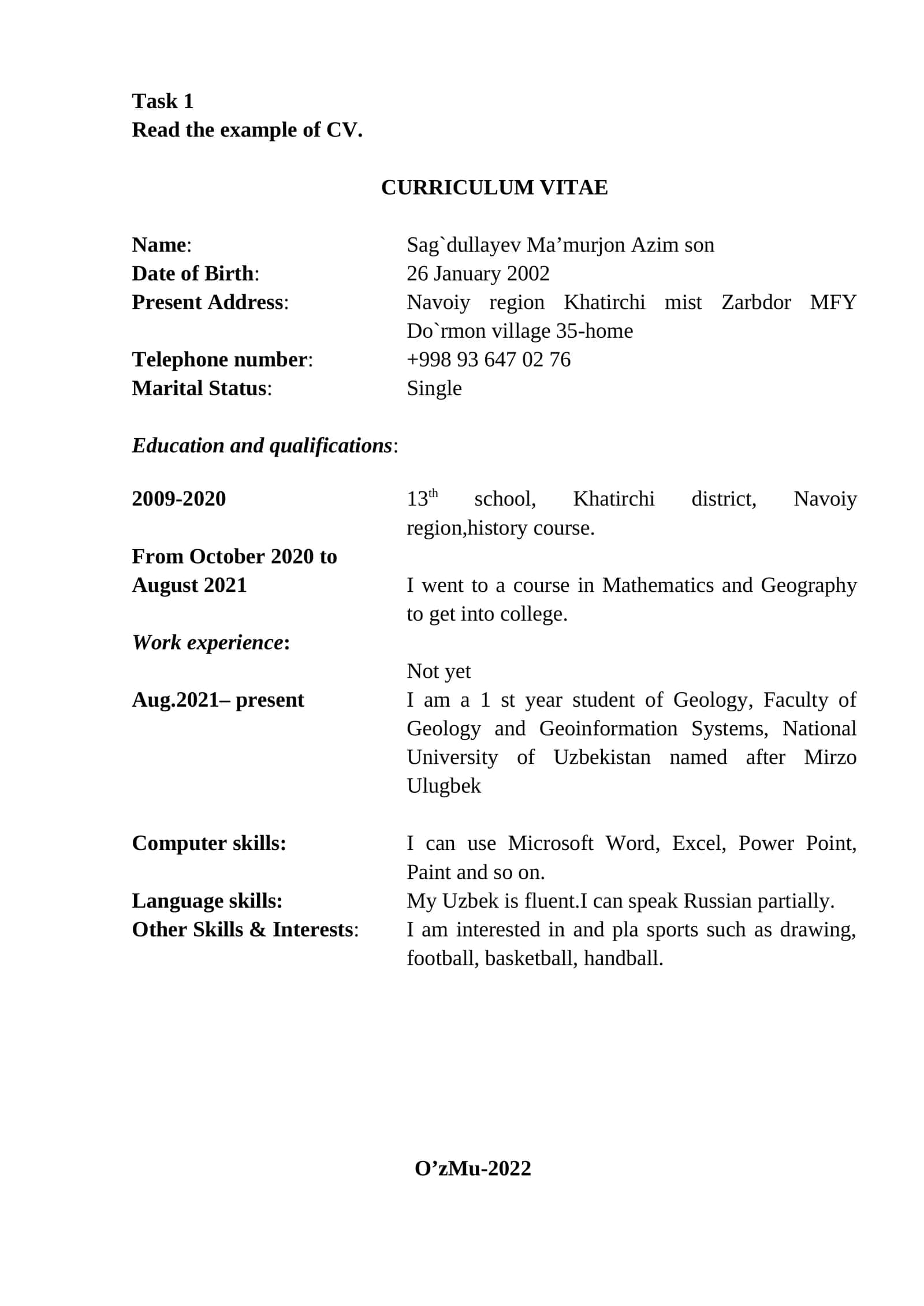 CURRICULUM VITAE