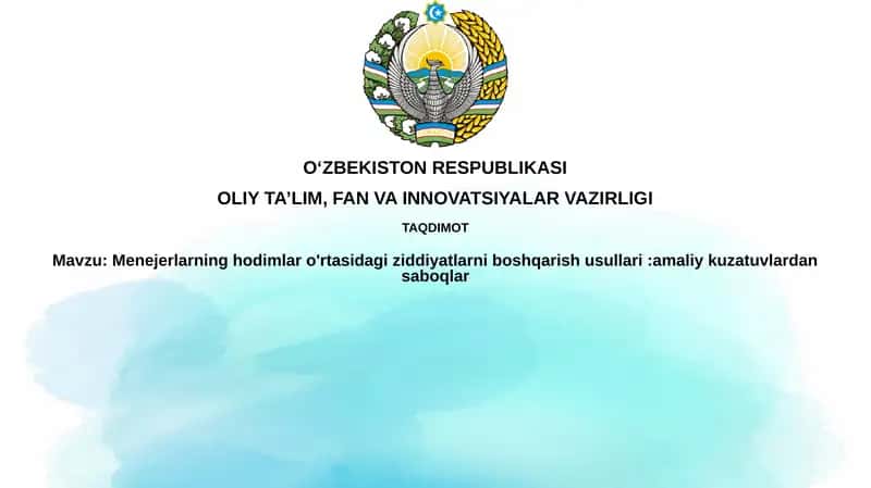 Konfliktlarni boshqarish uslublari va muzokaralar olib borish texnikalari
