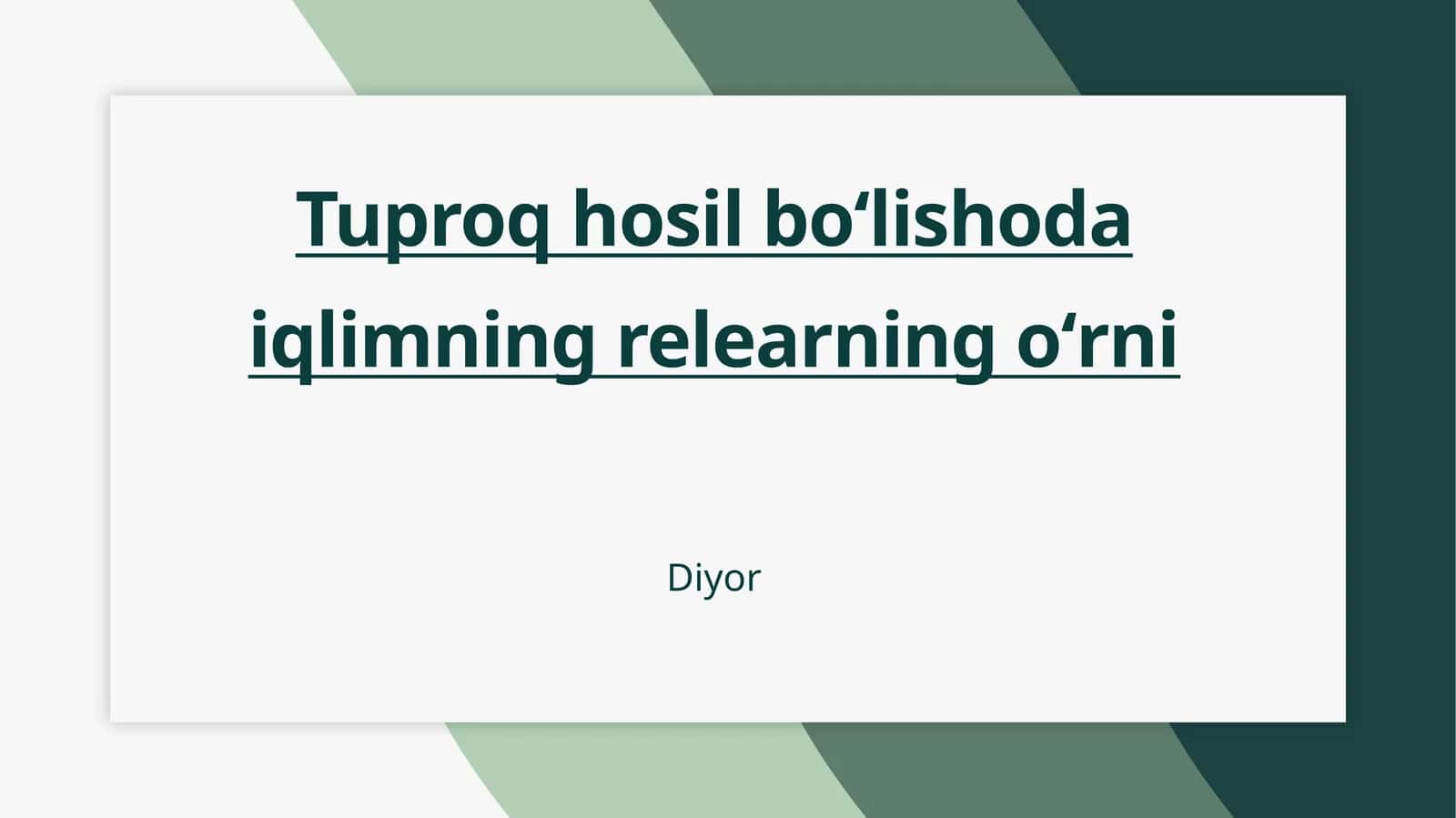 Iqlim va tuproq hosil boʻlishida relearning oʻrni