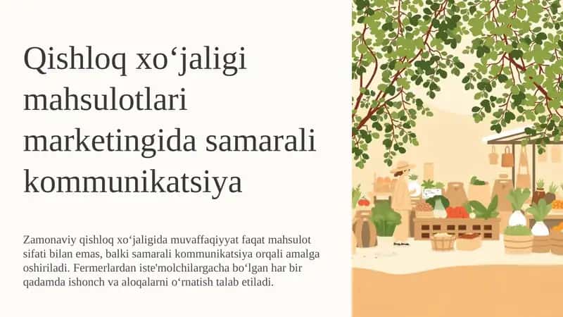 Qishloq xoʻjaligi mahsulotlari marketingida samarali kommunikatsiya