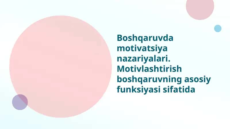 Boshqaruvda Motivatsiya