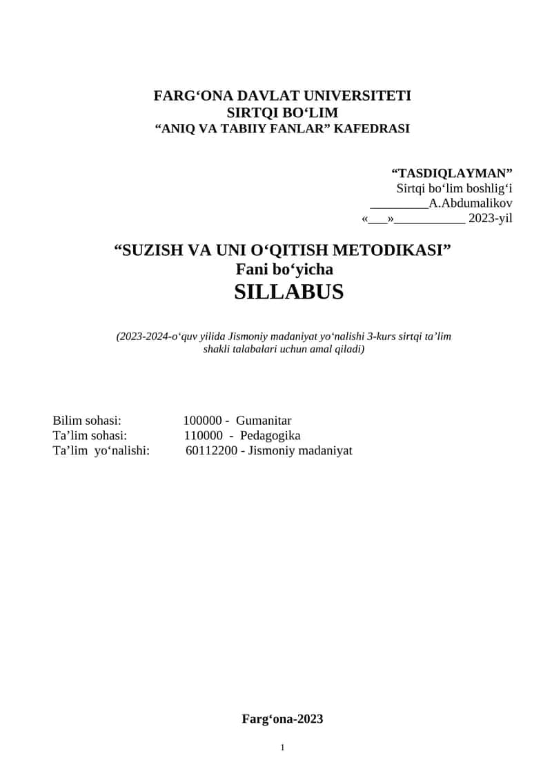 Suzish va uni o’qitish metodikasi