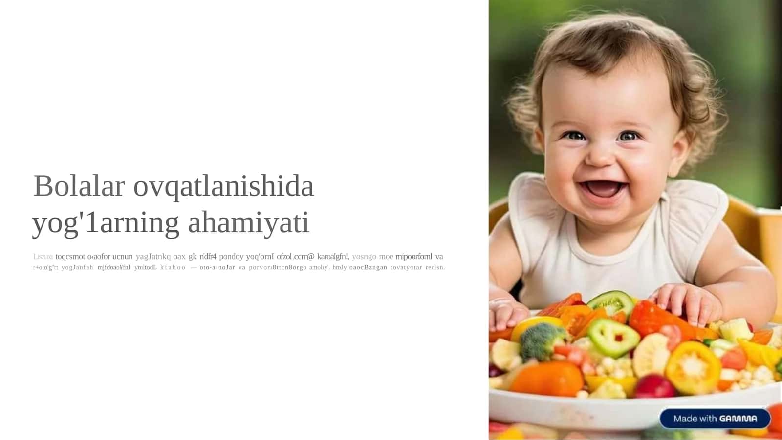 Bolalar ovqatlanishida yog'larning ahamiyati