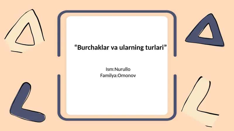 Burchaklar va ularning turlari