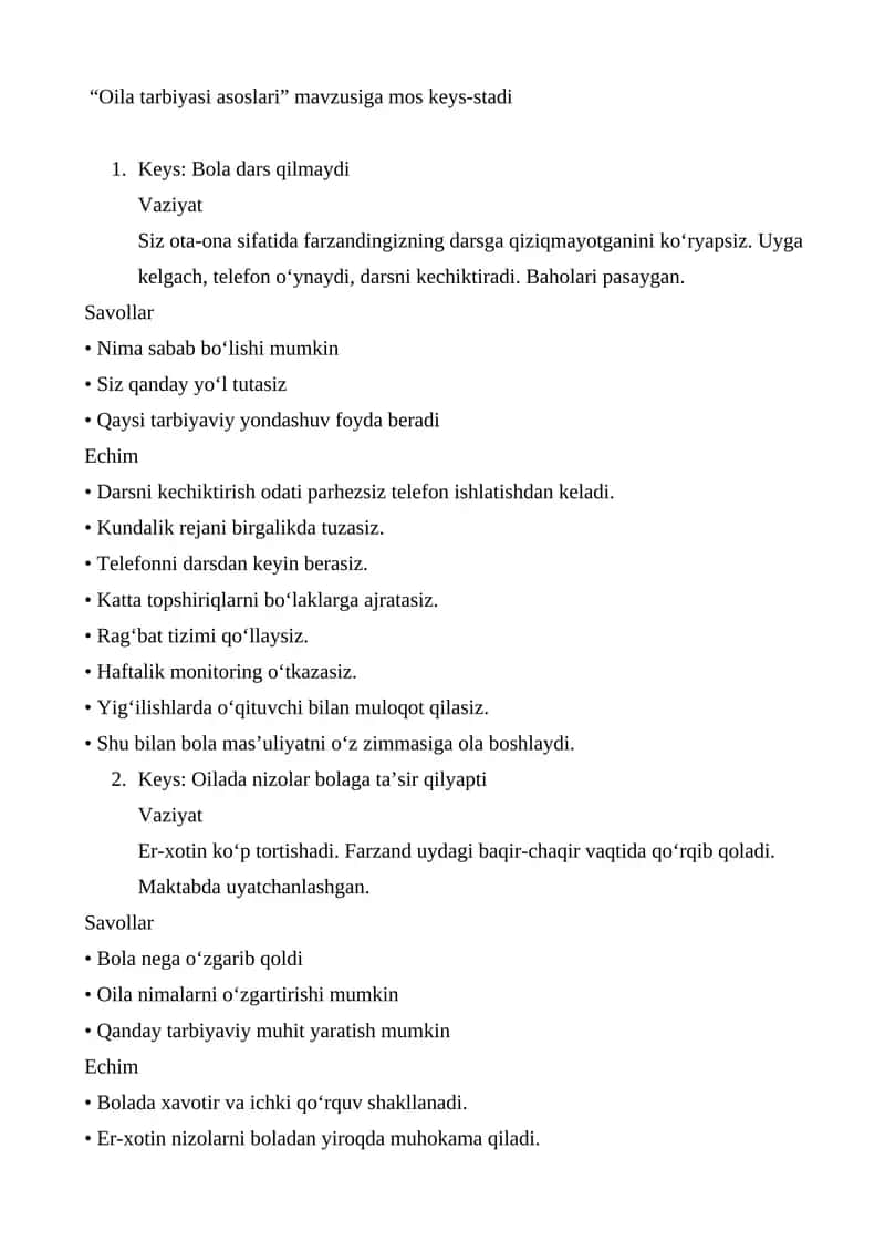 Oila tarbiyasi asoslari