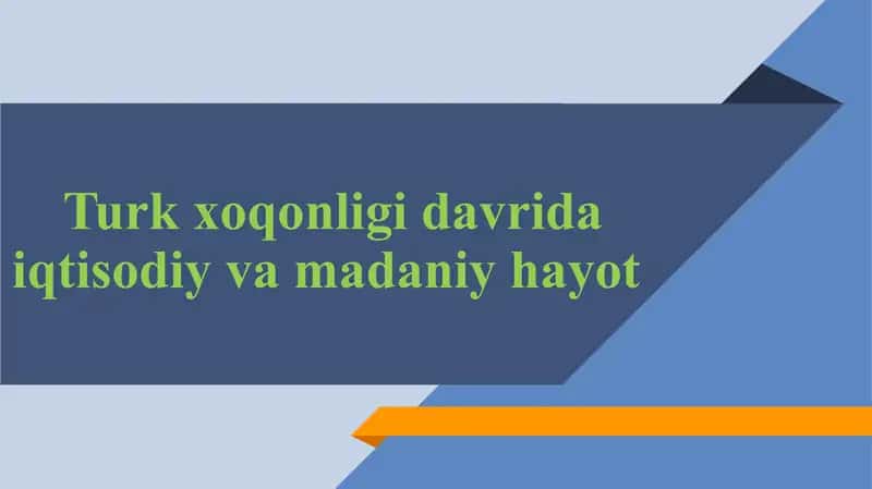 Turk xoqonligi davrida iqtisodiy va madaniy hayot