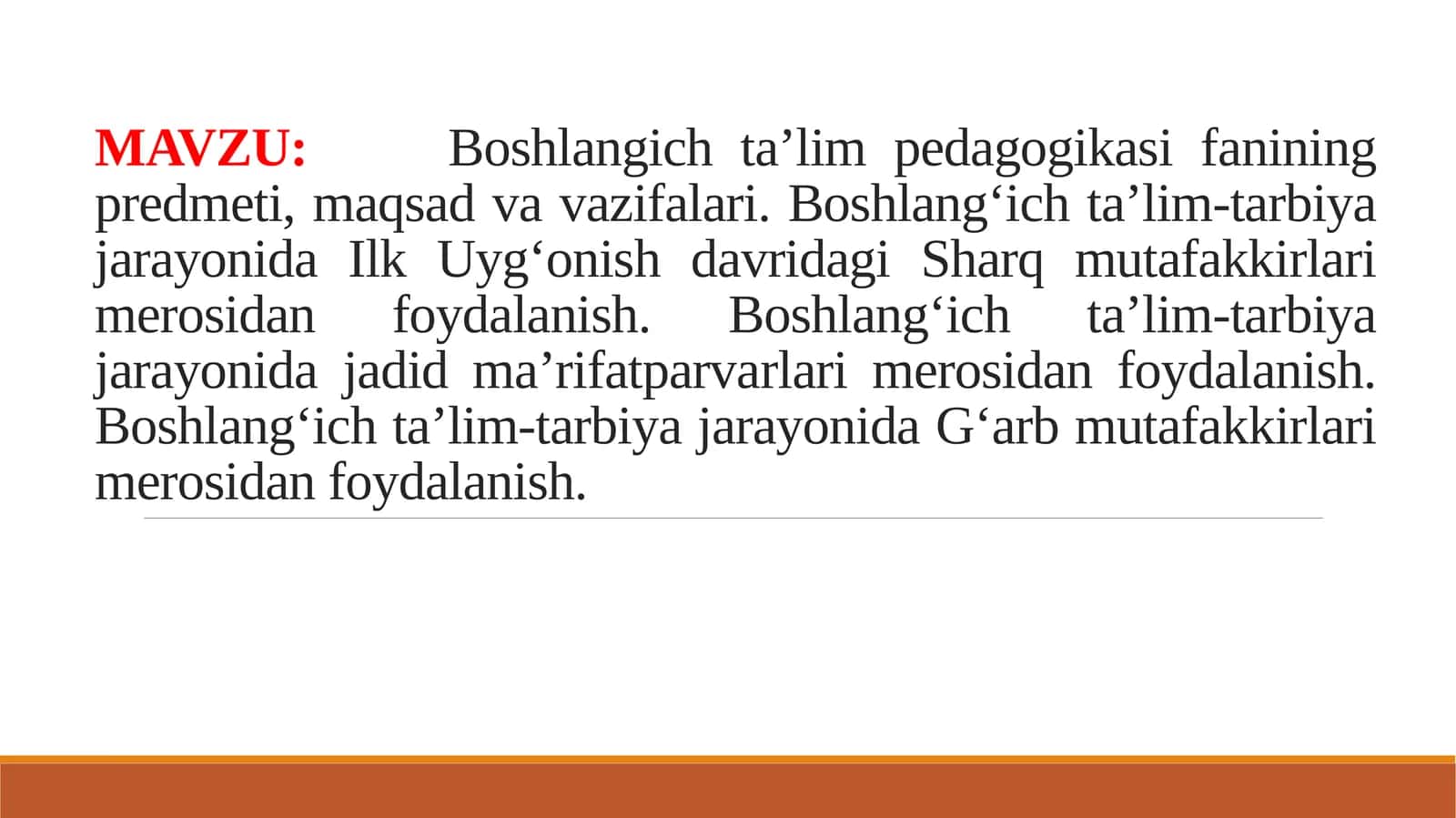 Boshlangich ta’lim-pedagogikasi fanining maqsadi vazifalari va predmeti