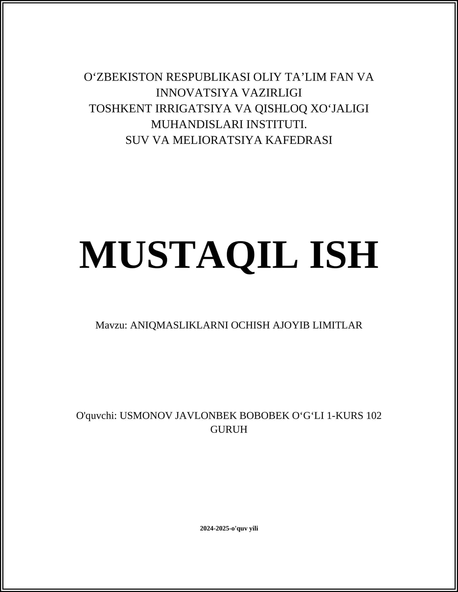 ANIQMASLIKLARNI OCHISH AJOYIB LIMITLAR