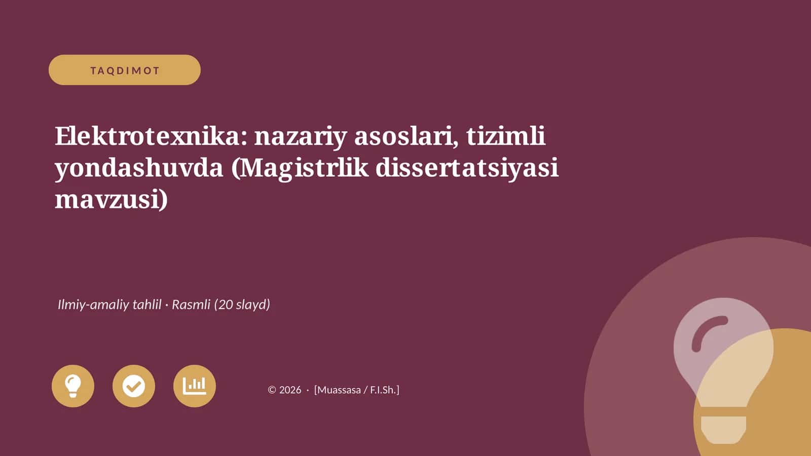 Elektrotexnika: nazariy asoslari, tizimli yondashuvda (Magistrlik dissertatsiyasi)