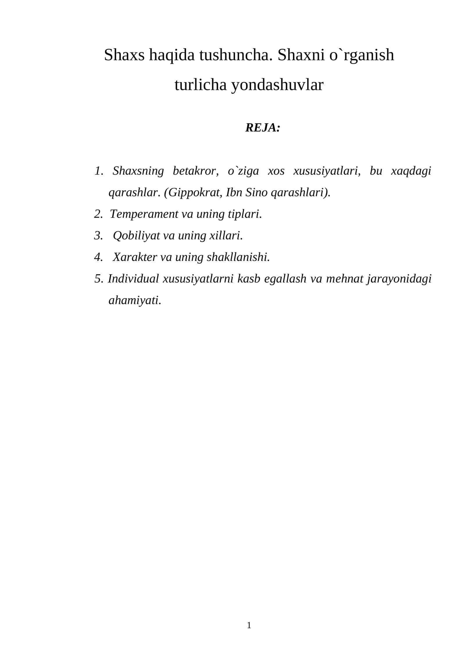 Individual xususiyatlar va ularning psixologik asoslari