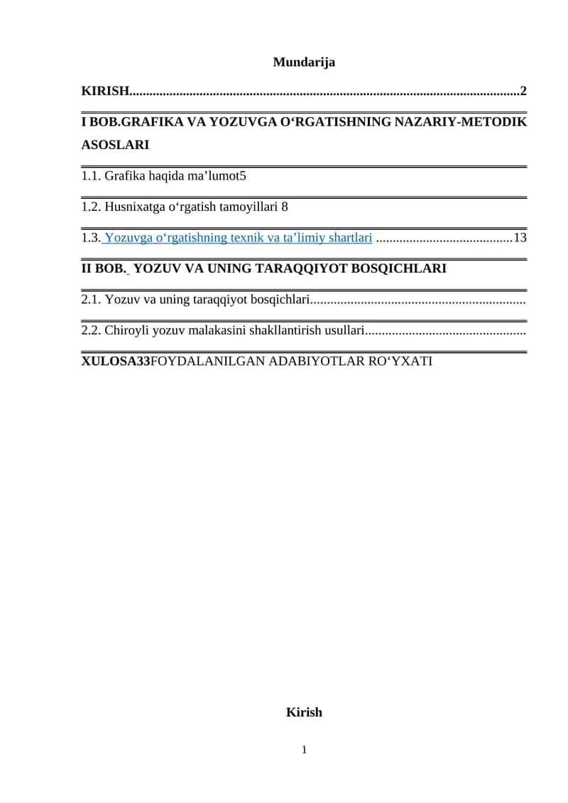 Grafika-yozuv tiziming birinchi komponenti
