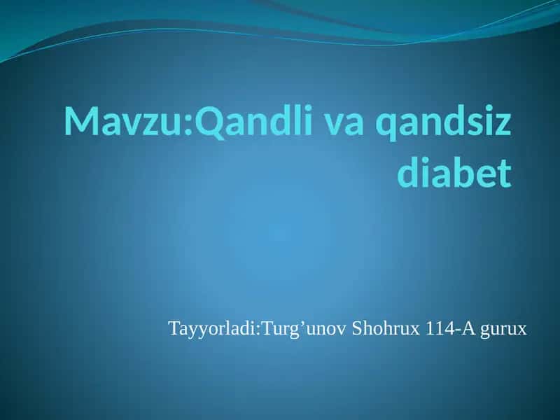 Qandli va qandsiz diabet