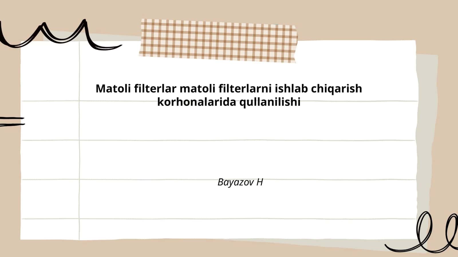 Matoli filterlar matoli filterlarni ishlab chiqarish korhonalarida qullanilishi