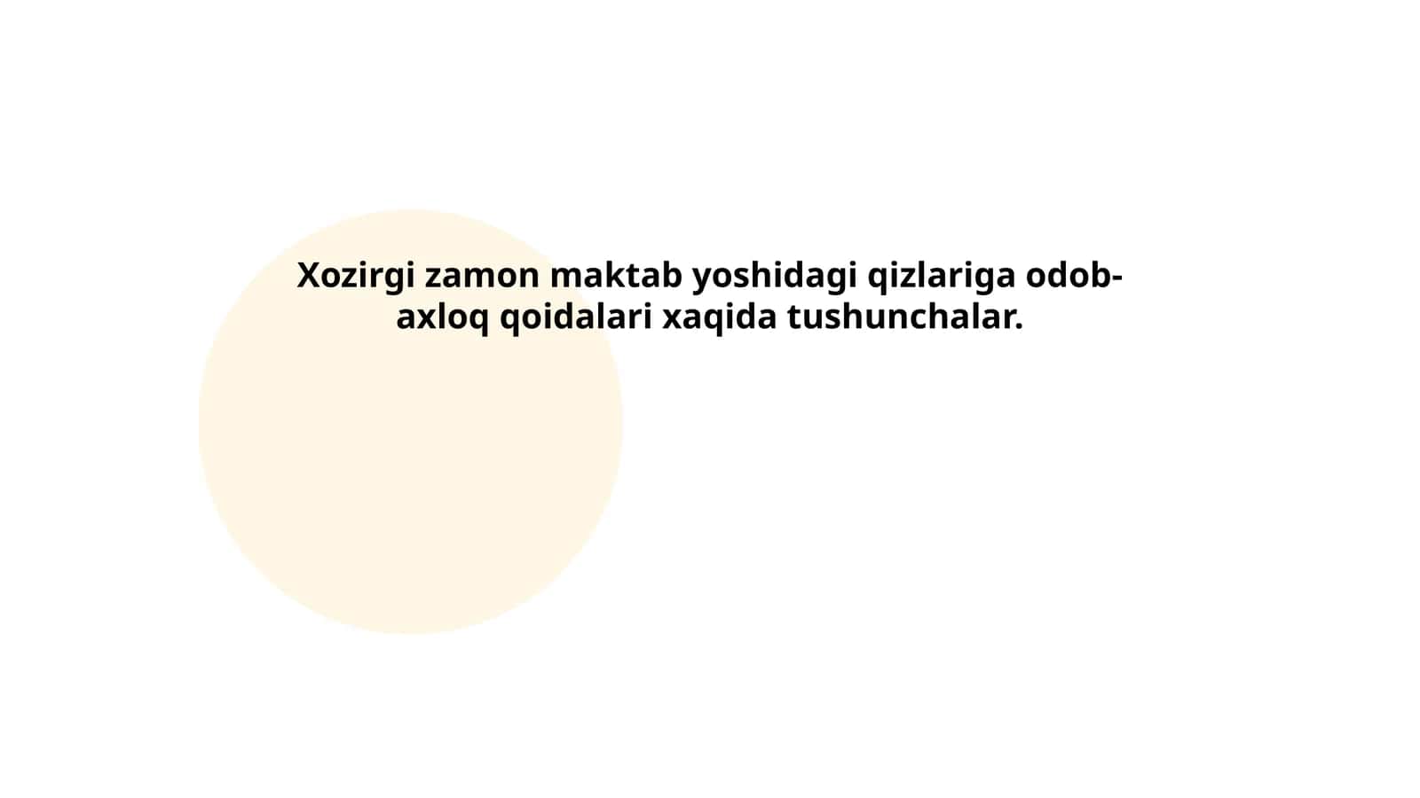 Yaxshi xulq va madaniyat