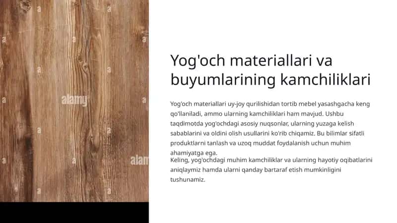 Yog'och materiallari va buyumlarining kamchiliklari