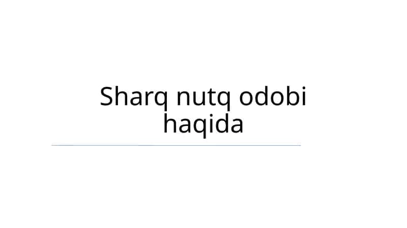 Sharq nutq odobi