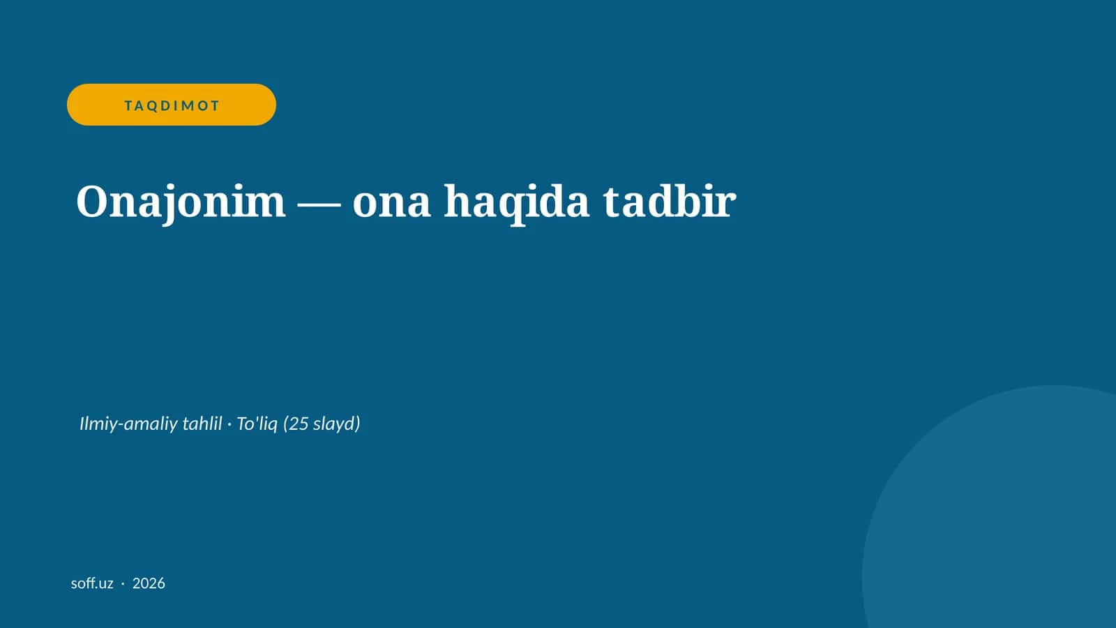 Onajonim - ona haqida tadbir