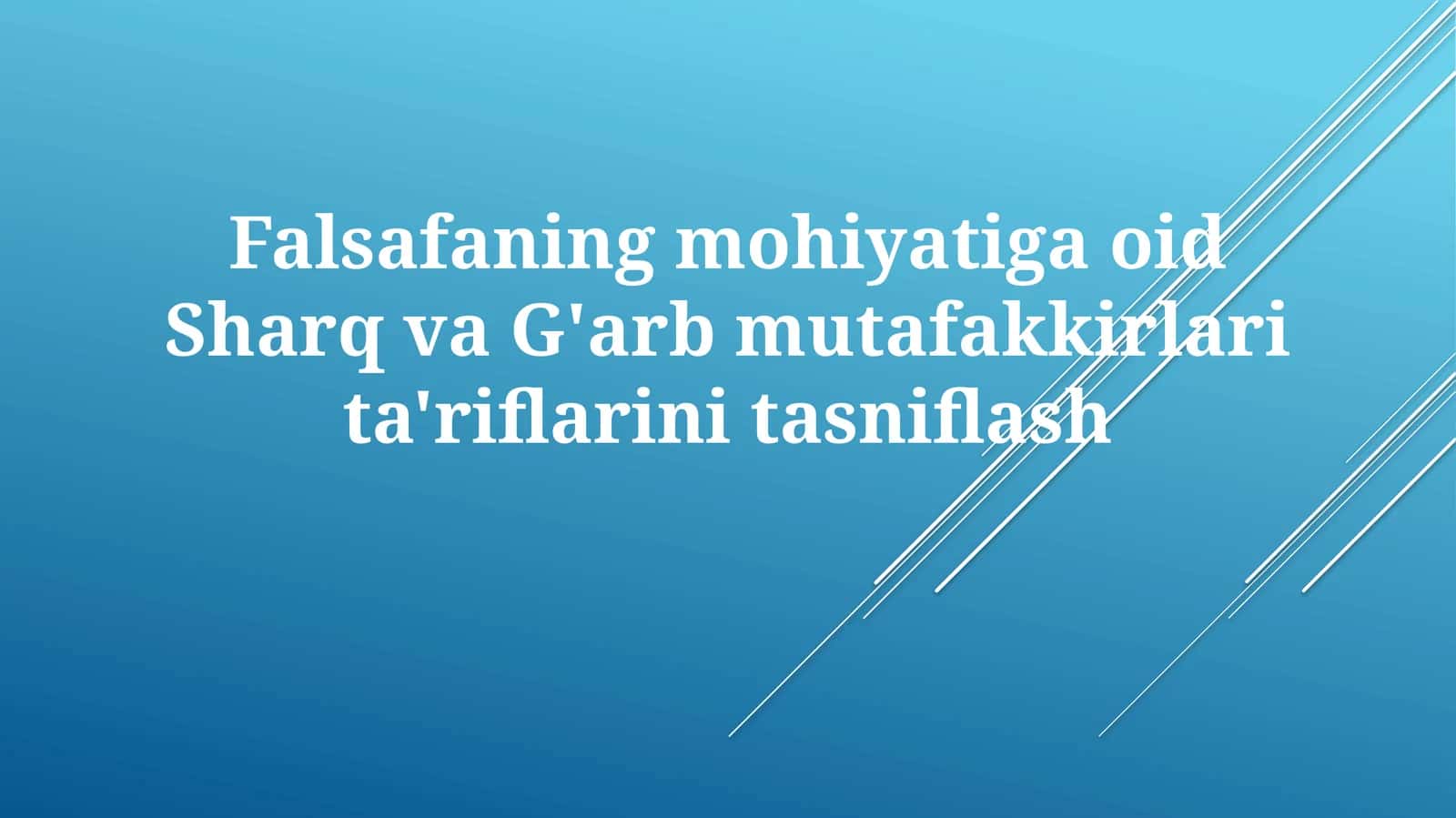 Falsafaning mohiyati