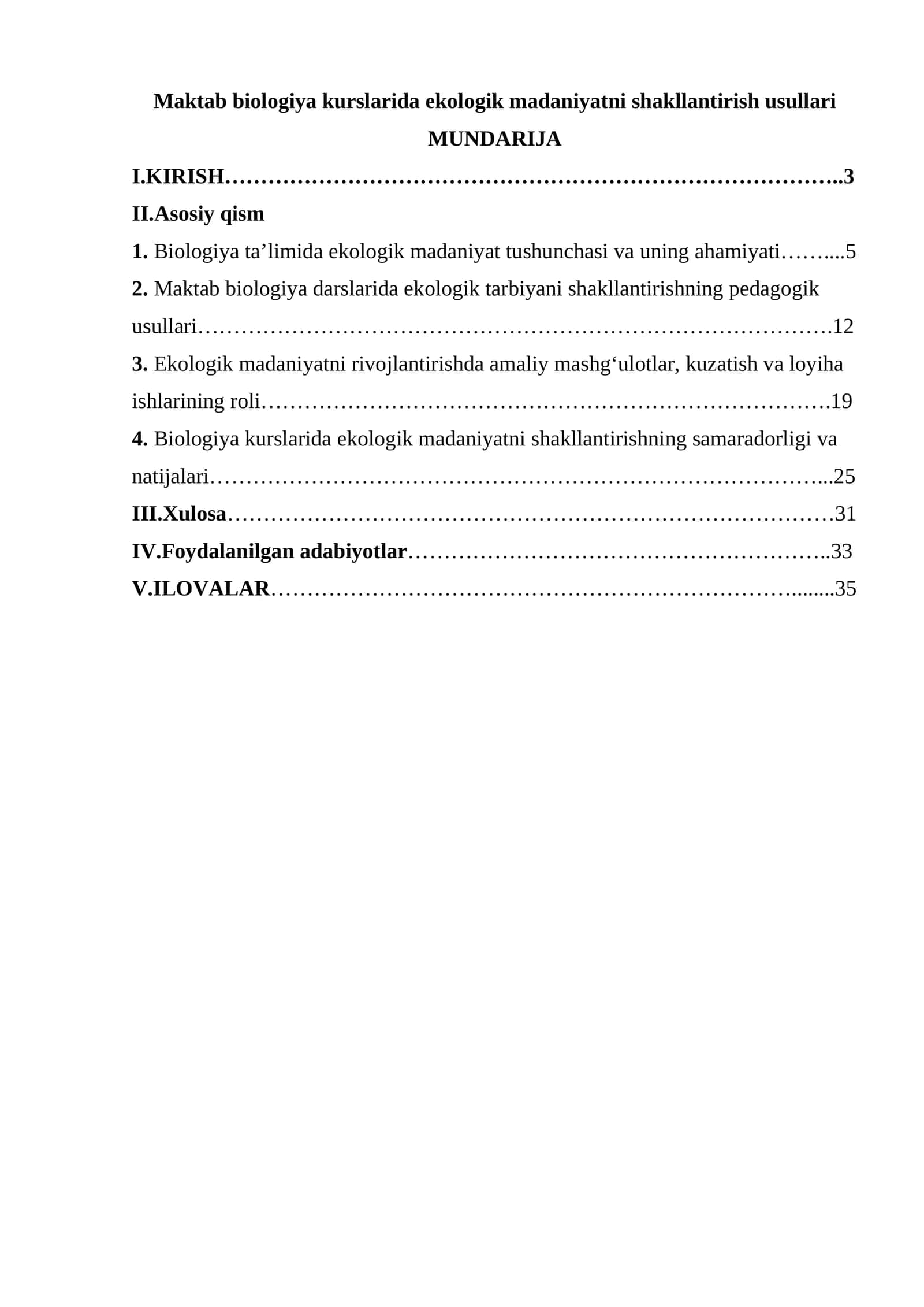 Maktab biologiya kurslarida ekologik madaniyatni shakllantirish usullari