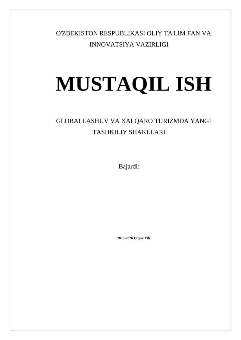 Globallashuv va Xalqaro Turizm