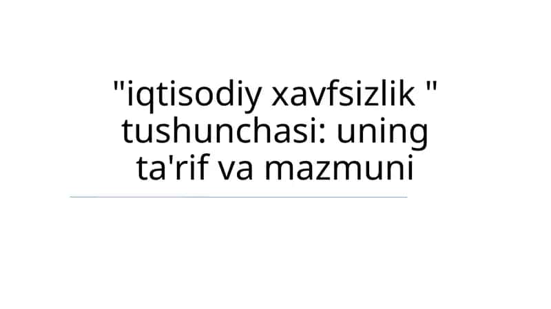 Iqtisodiy xavfsizlik