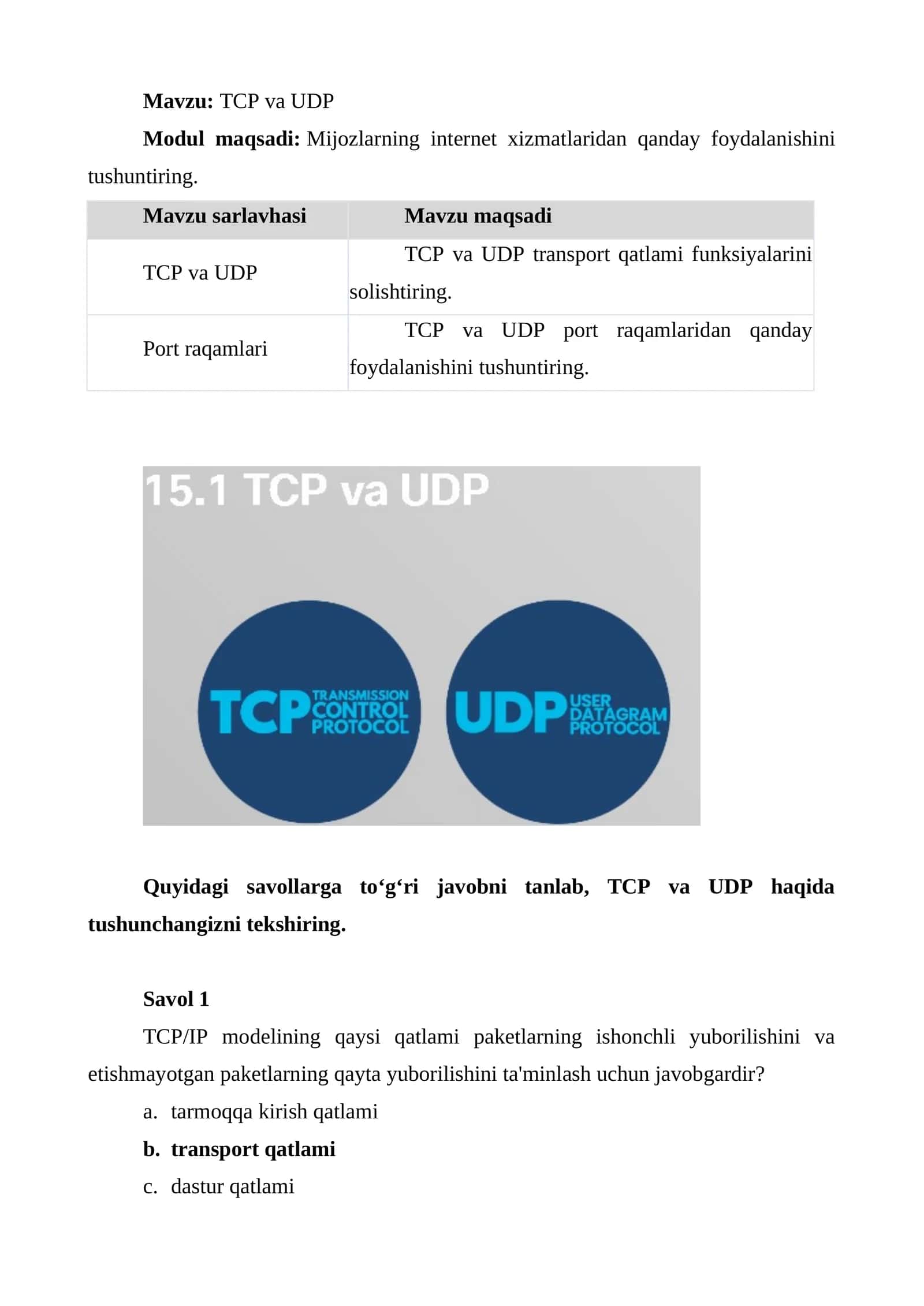 TCP va UDP