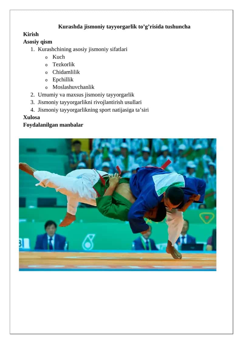 Jismoniy tayyorgarlik va kurash
