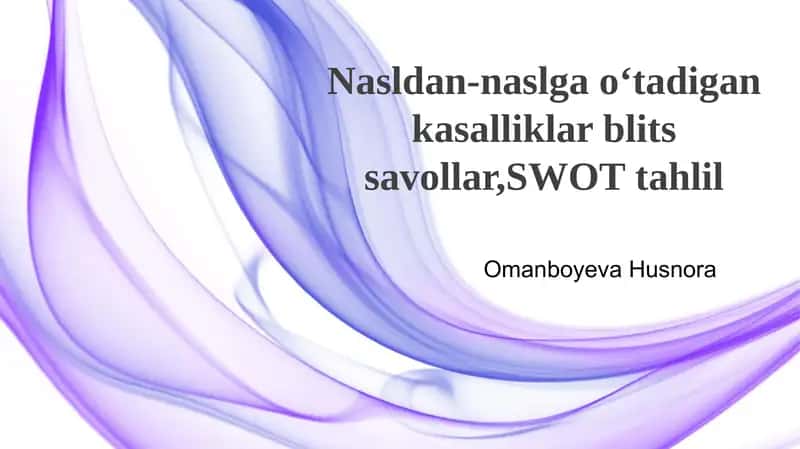 Kasalliklar bo'yicha SWOT tahlili
