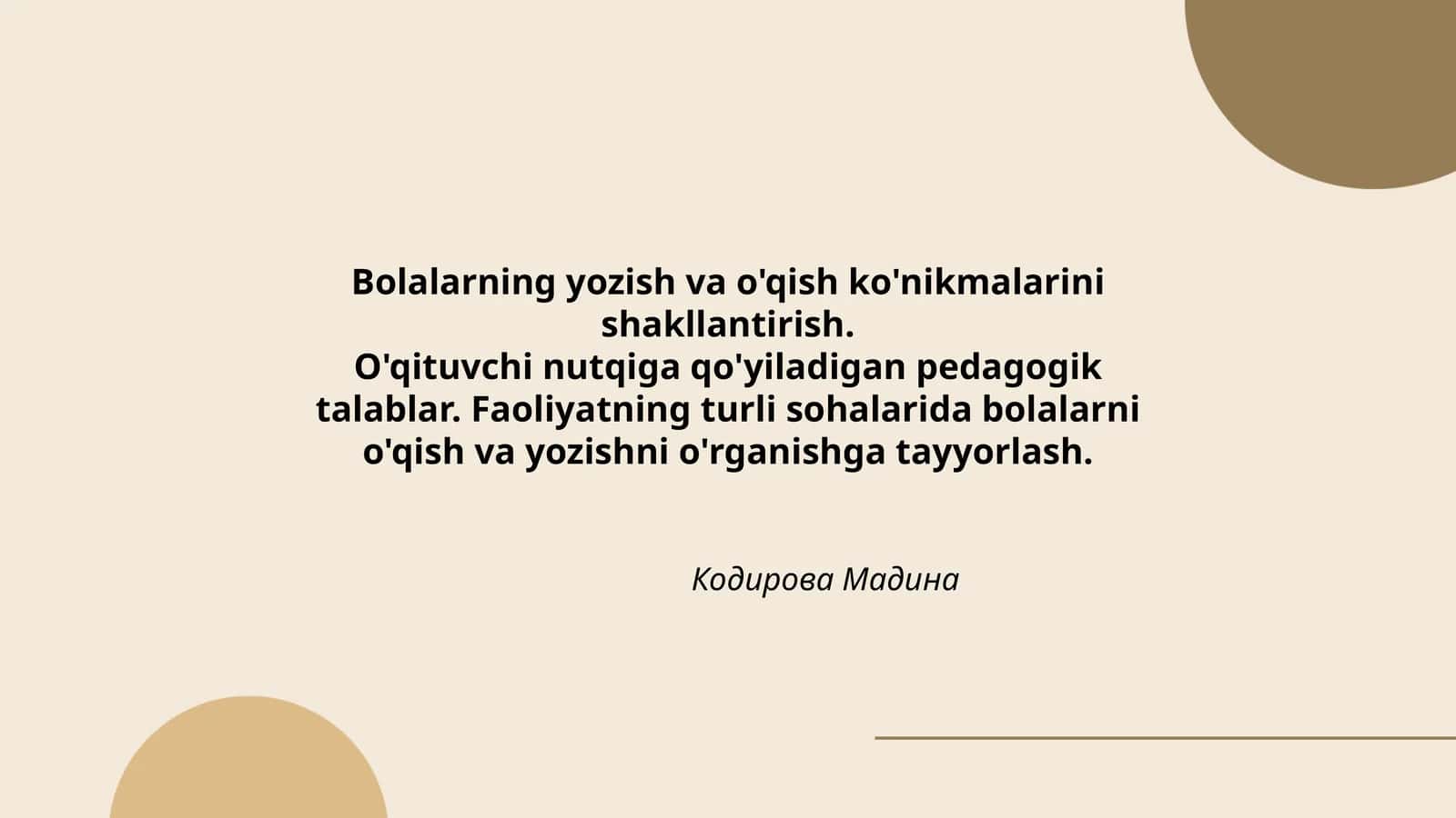 Bolalarning yozish va o'qish ko'nikmalarini shakllantirish