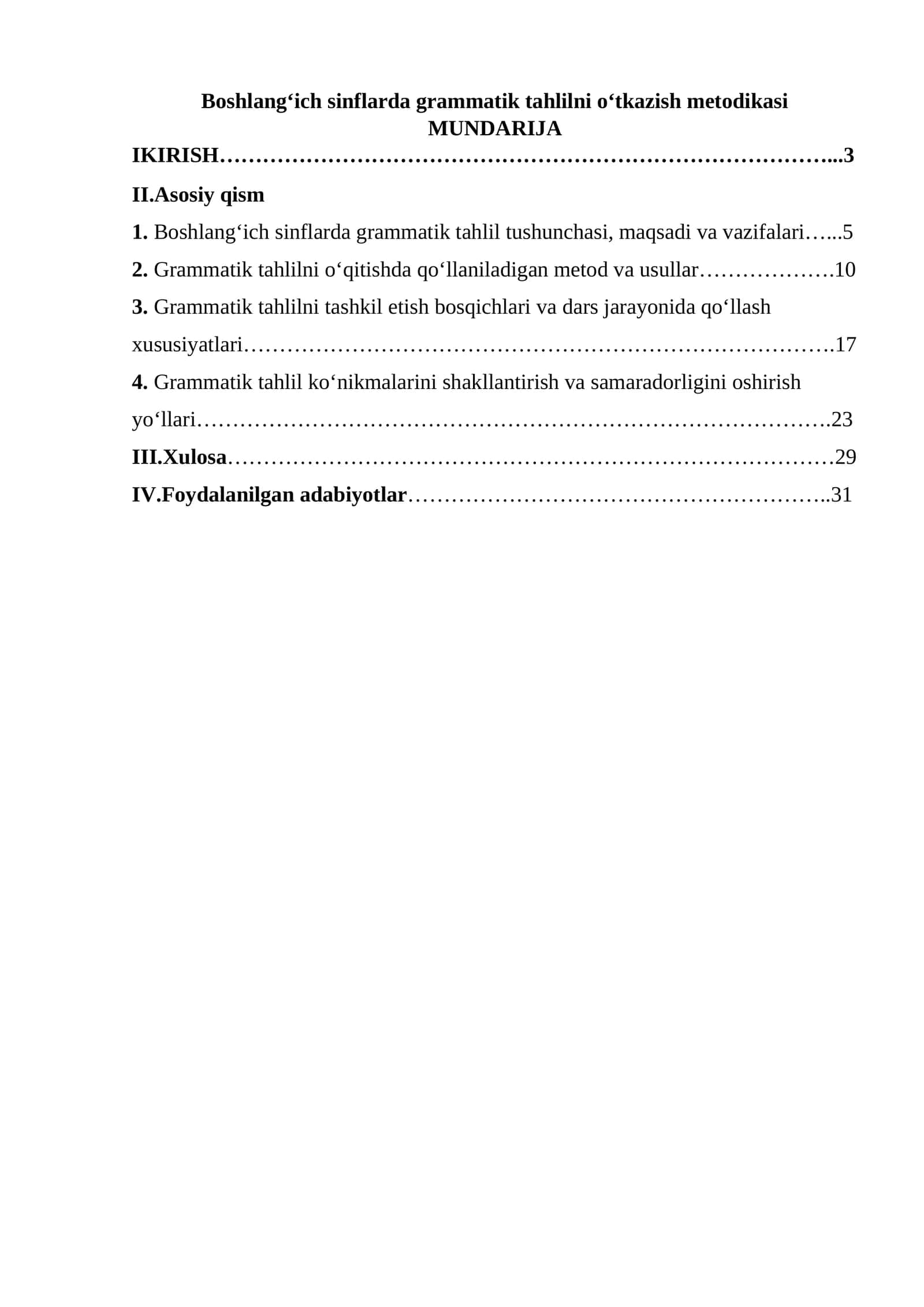 Boshlang‘ich sinflarda grammatik tahlilni o‘tkazish metodikasi