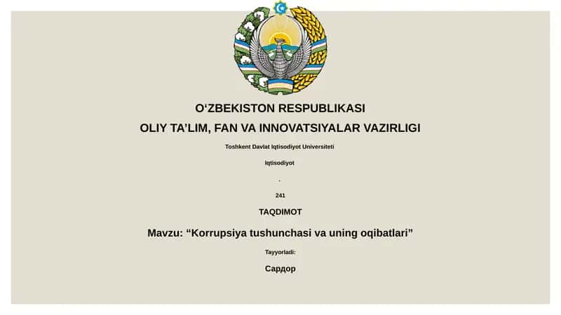 Korrupsiya tushunchasi va uning oqibatlari