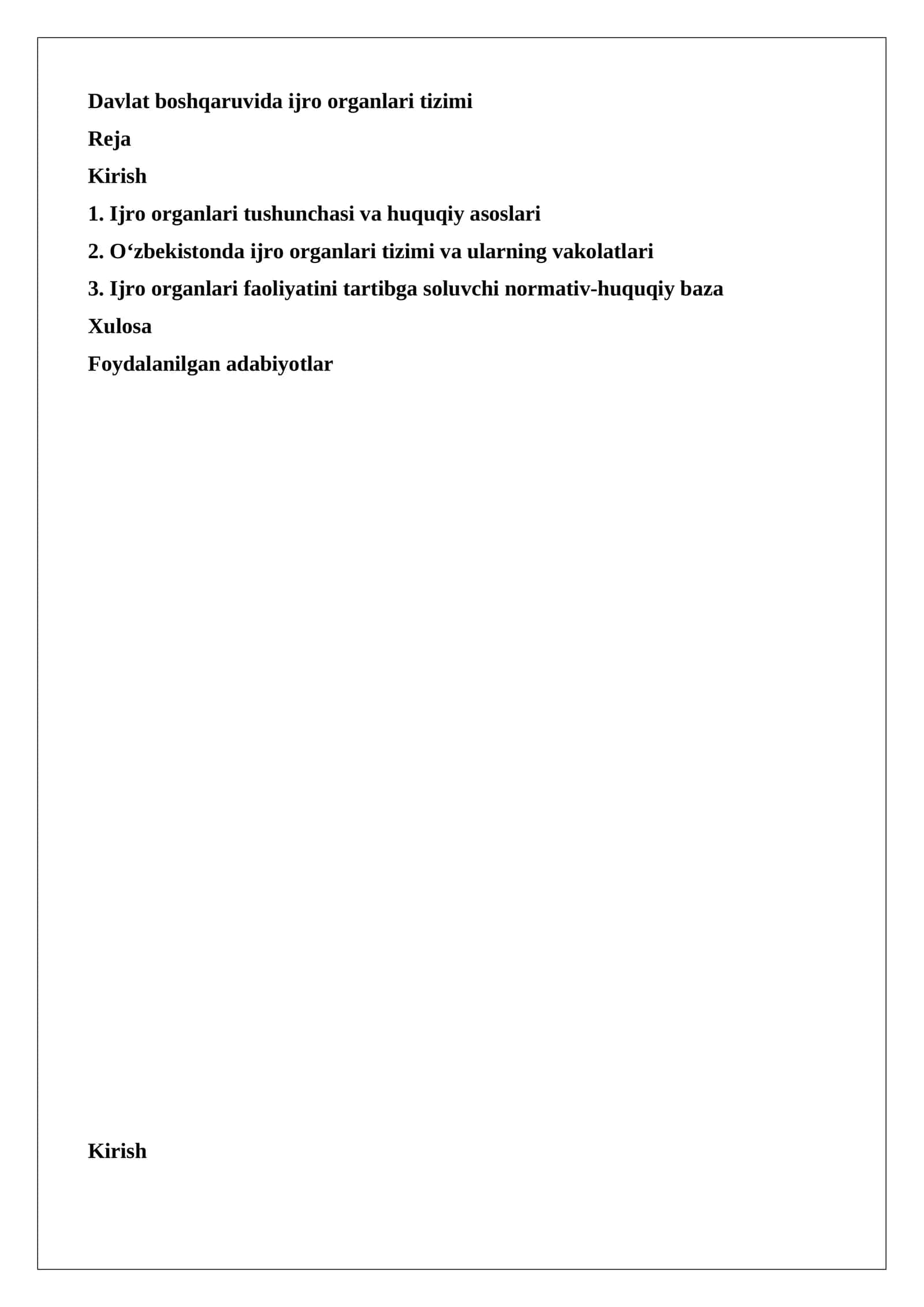 Davlat boshqaruvida ijro organlari tizimi
