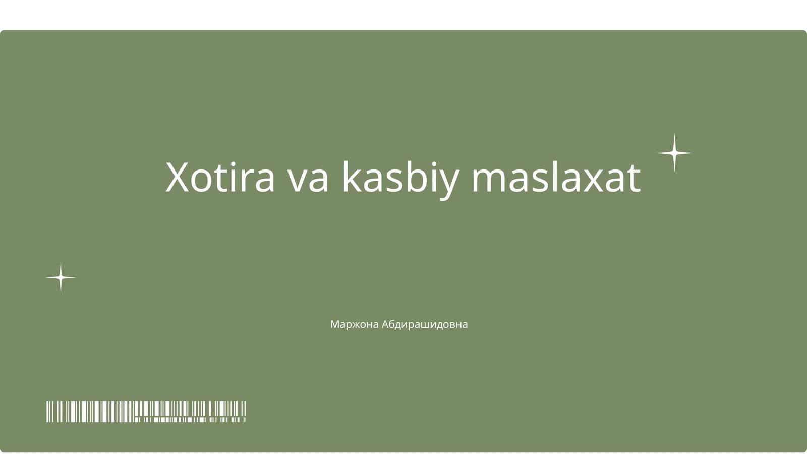 Xotira va kasbiy maslaxat