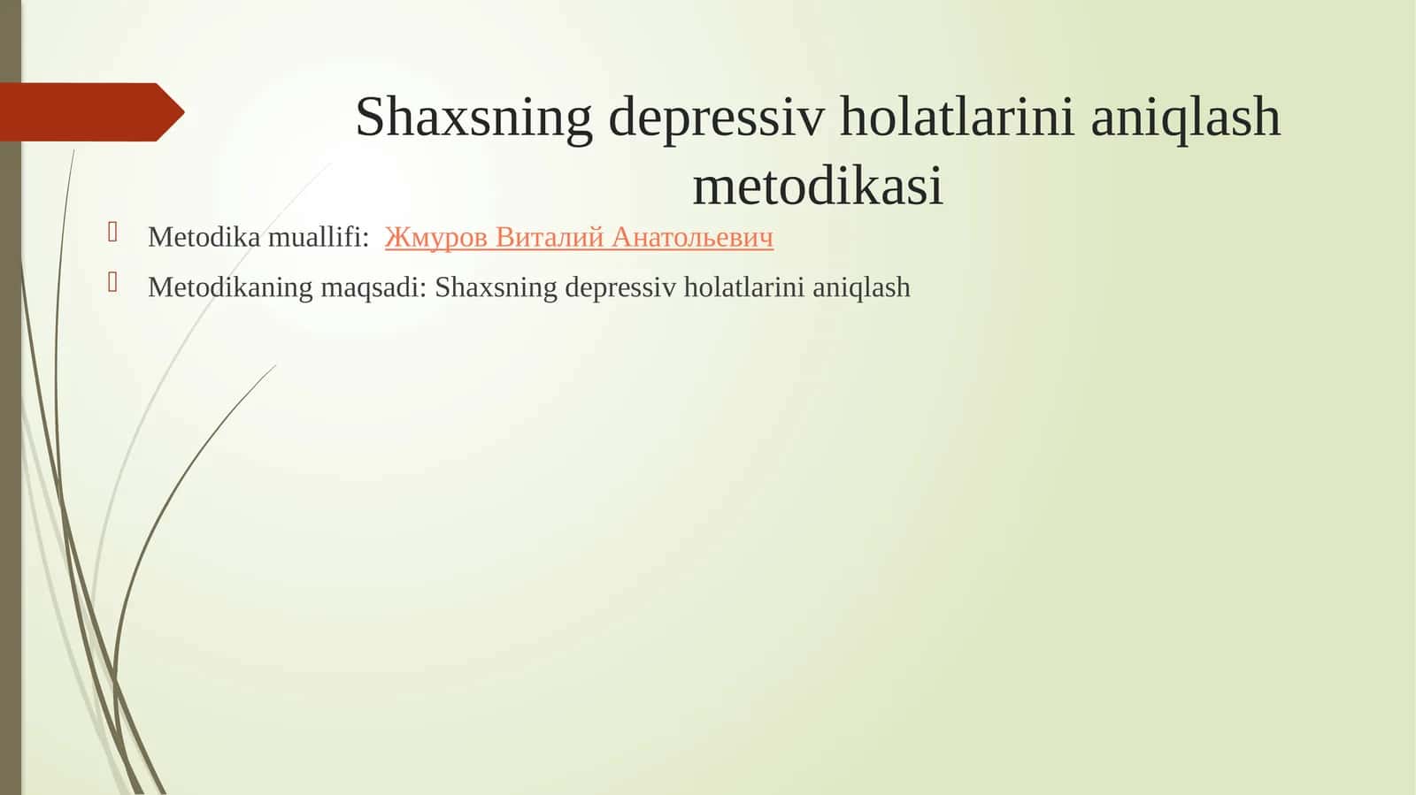 Shaxsning depressiv holatlarini aniqlash metodikasi
