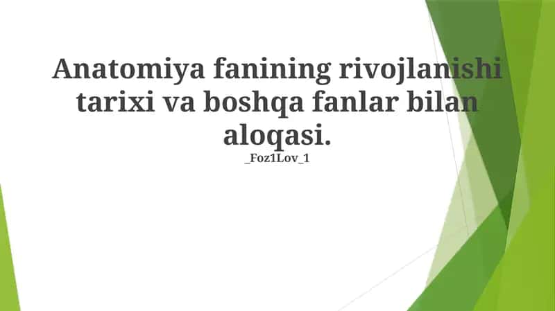 Anatomiyaning rivojlanishi