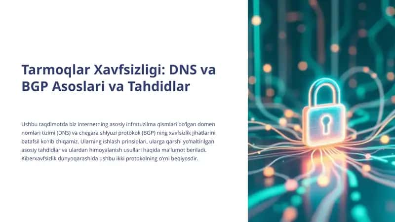 Tarmoqlar Xavfsizligi: DNS va BGP Asoslari va Tahdidlar