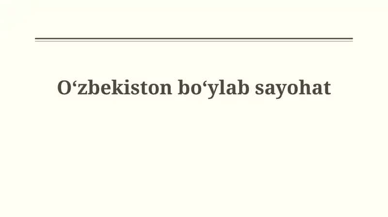 Oʻzbekistonboʻylabsayohat