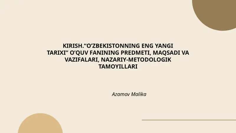 O‘zbekistonning eng yangi tarixi