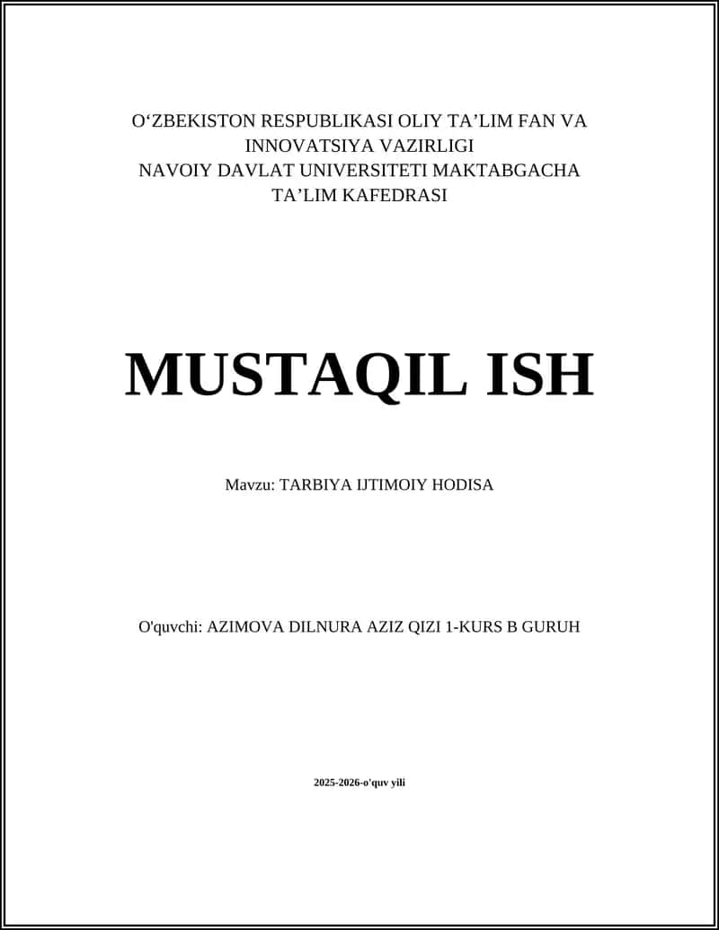 Tarbiya Ijtimoiy Hodisa: Mohiyati va Tamoyillari
