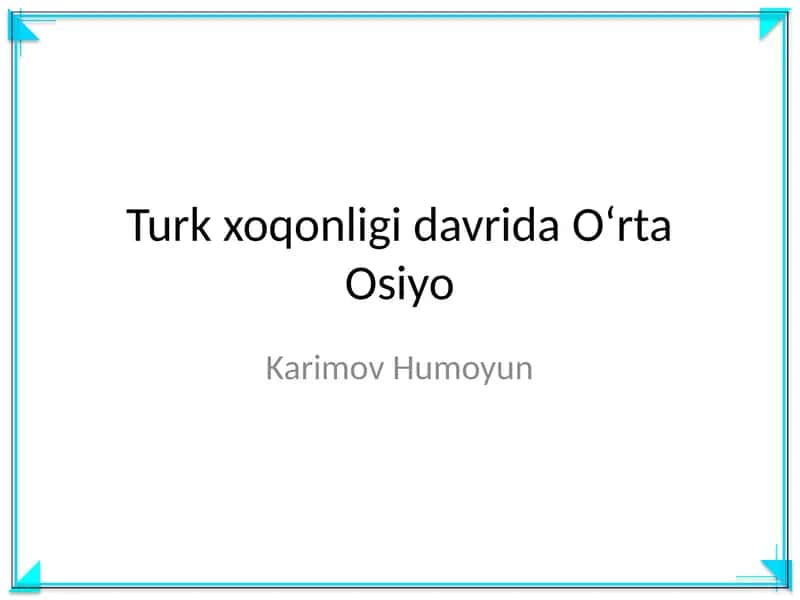Turk xoqonligi davrida Oʻrta Osiyo