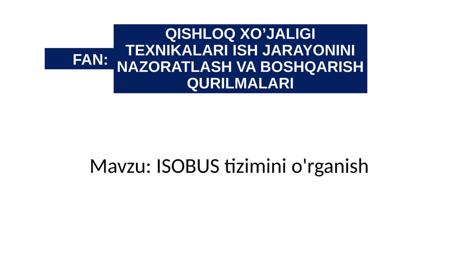 ISOBUStiziminio'rganish